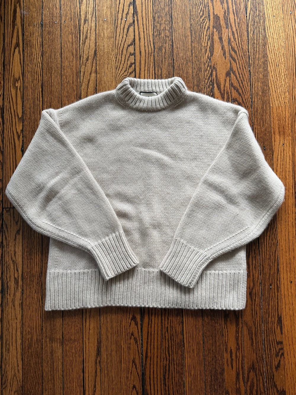 Tuckernuck Genevieve Wool Cashmere Oversized Crewneck Sweater Oatmeal M